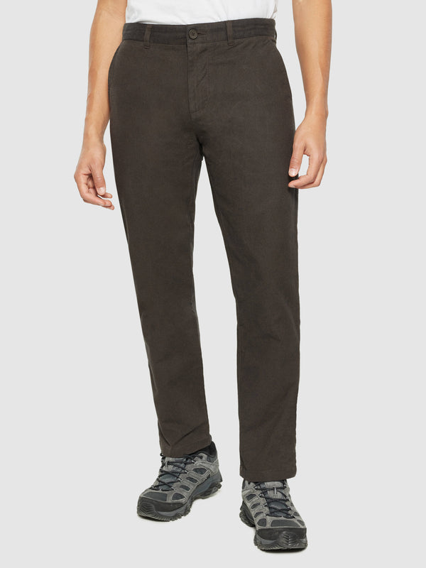 KnowledgeCotton Apparel - MEN CHUCK regular flannel chino pants Pants 1243 Demitasse (brown)