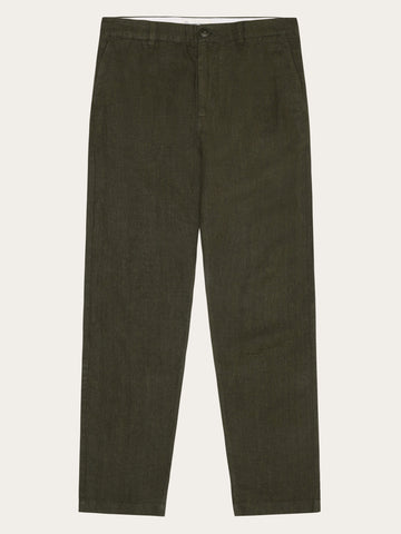 KnowledgeCotton Apparel - MEN Chuck regular linen pants Pants 1068 Burned Olive