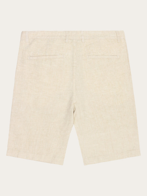 KnowledgeCotton Apparel - MEN CHUCK regular linen shorts - GOTS/Vegan Shorts 1449 Yarndyed - Light feather gray