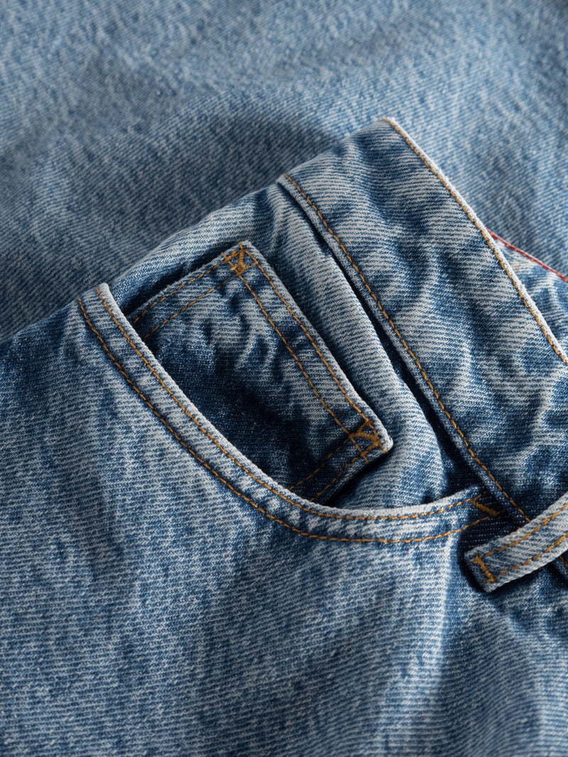 KnowledgeCotton Apparel - MEN CHUCK regular straight denim jeans bleached stonewash REBORN™ Denim jeans 3050 Bleached Stonewash