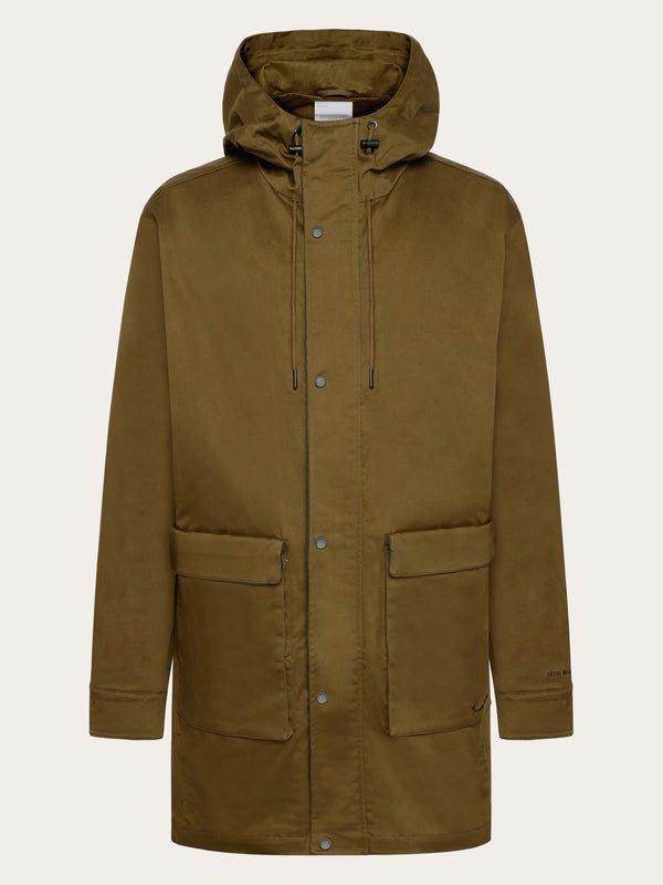 KnowledgeCotton Apparel - MEN Canvas casual long jacket - GOTS Jackets 1100 Dark Olive