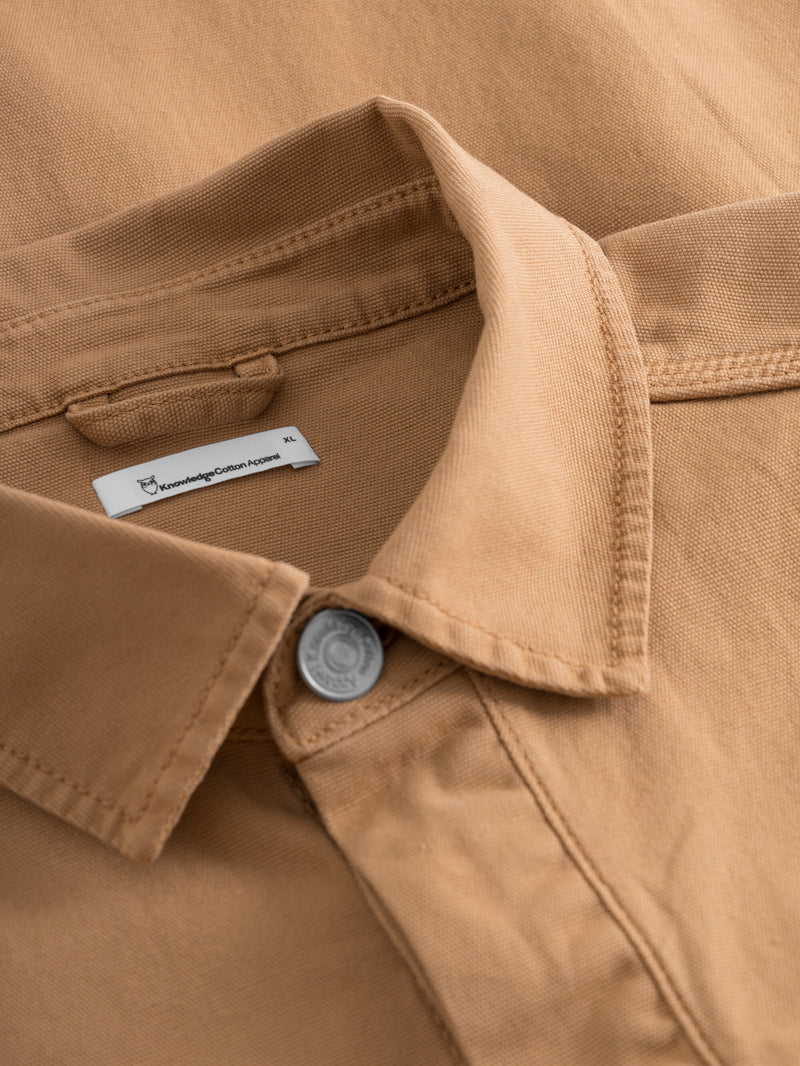 KnowledgeCotton Apparel - MEN Canvas fabric dyed over shirt Overshirts 1366 Brown Sugar