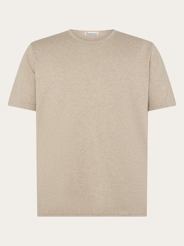 KnowledgeCotton Apparel - MEN Cashmere knit t-shirt T-shirts 1228 Light feather gray