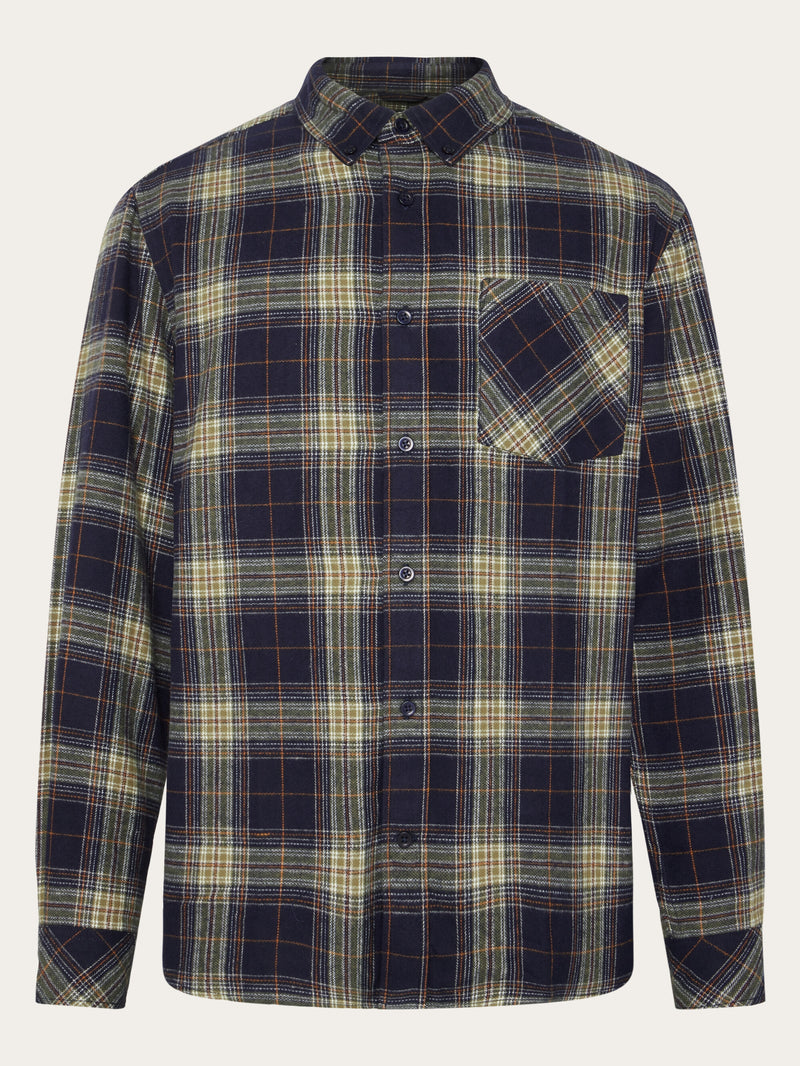 KnowledgeCotton Apparel - MEN Check flannel shirt Shirts 7021 blue check
