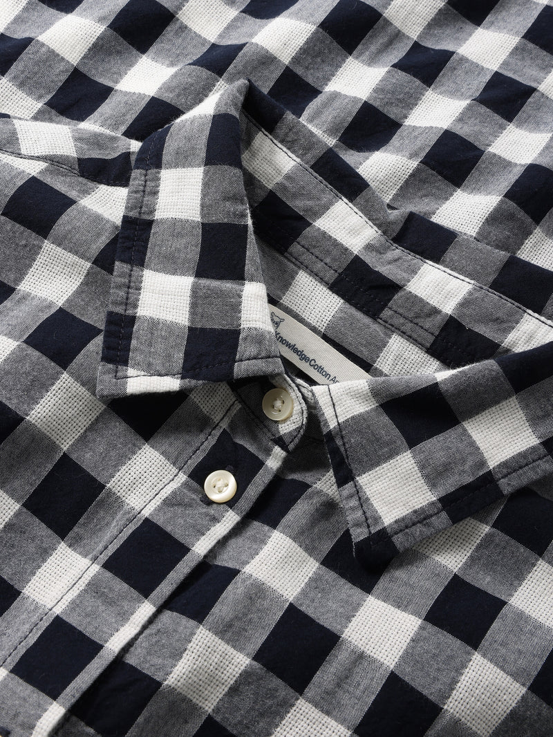 KnowledgeCotton Apparel - WMN Check long sleeved shirt - GOTS/Vegan Shirts 1412 Night Sky