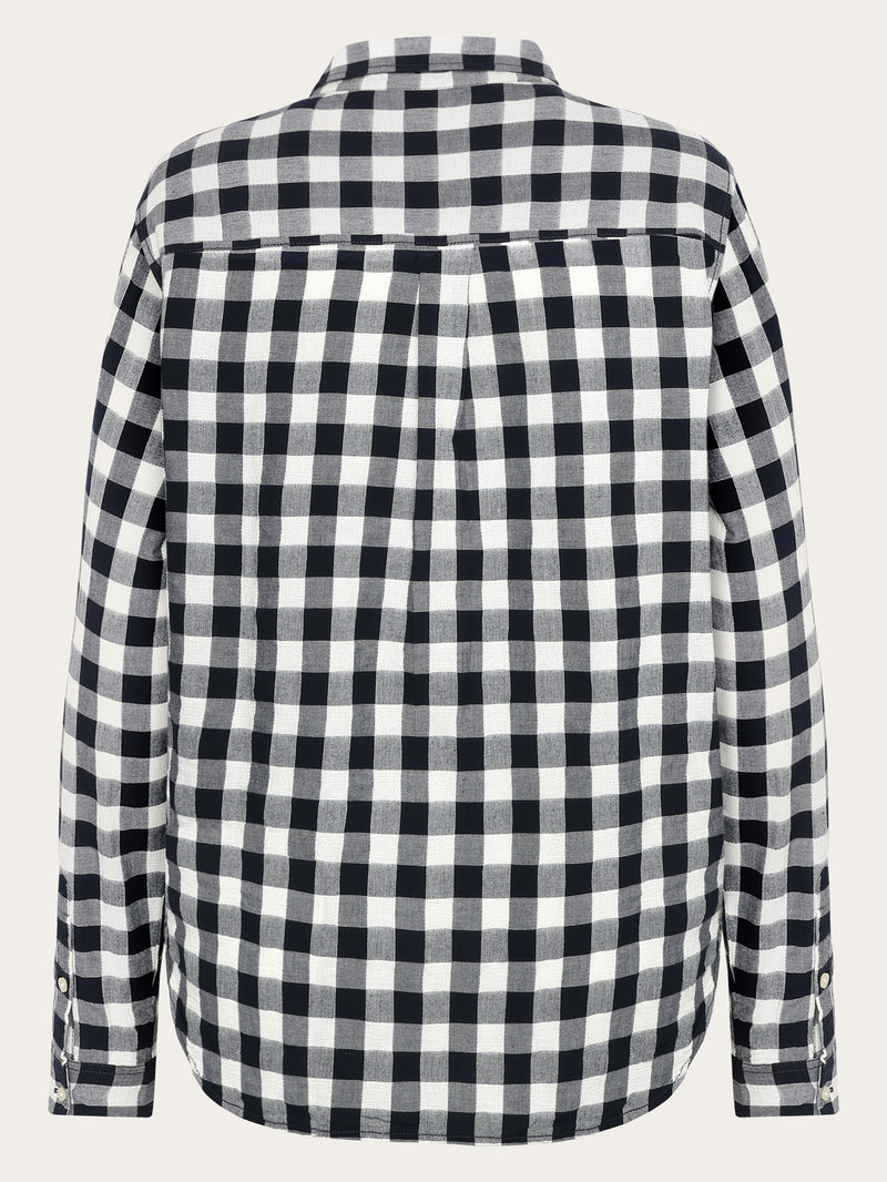 KnowledgeCotton Apparel - WMN Check long sleeved shirt - GOTS/Vegan Shirts 1412 Night Sky