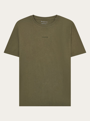KnowledgeCotton Apparel - MEN Chest embroidery t-shirt T-shirts 1068 Burned Olive