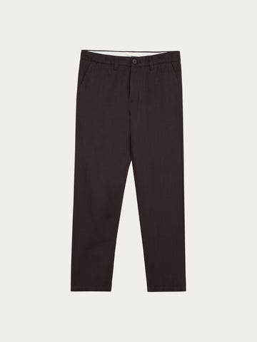 KnowledgeCotton Apparel - MEN Chuck regular herringbone pants Pants 1487 Chocolate Torte