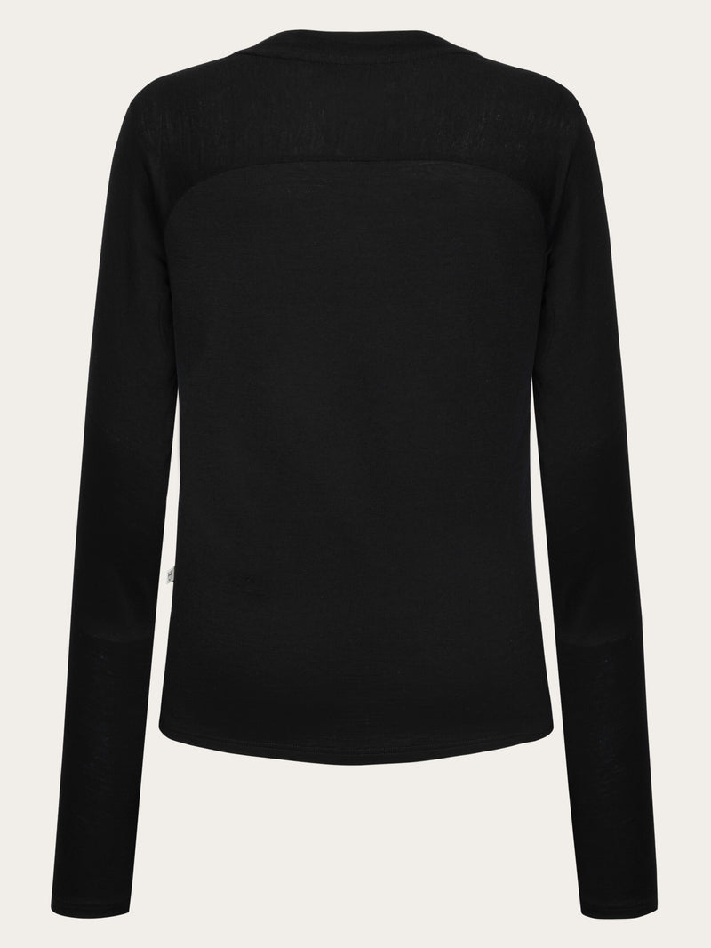 KnowledgeCotton Apparel - WMN Dynamic Wool 175 Single constructed long sleeve t-shirt - RWS Long Sleeves 1300 Black Jet