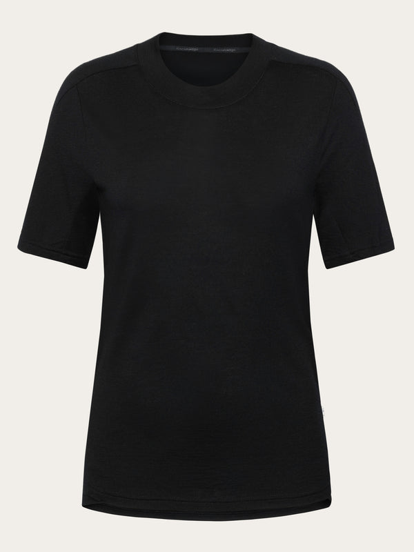 KnowledgeCotton Apparel - WMN Dynamic Wool 175 Single constructed t-shirt - RWS T-shirts 1300 Black Jet