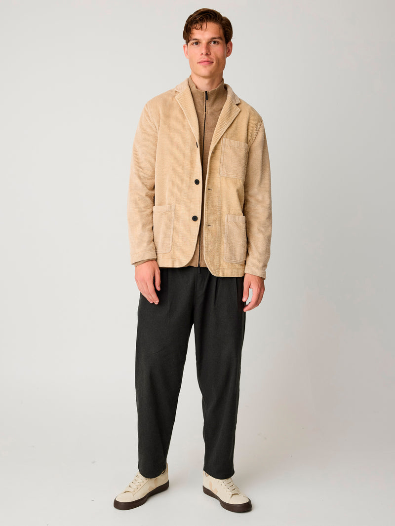 KnowledgeCotton Apparel - MEN Corduroy blazer Overshirts 1228 Light feather gray