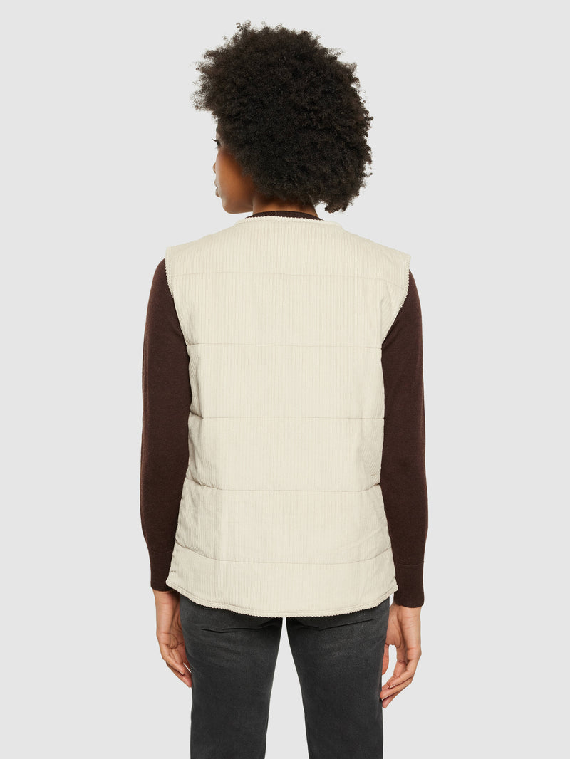 KnowledgeCotton Apparel - WMN Corduroy overshirt Vests 1228 Light feather gray