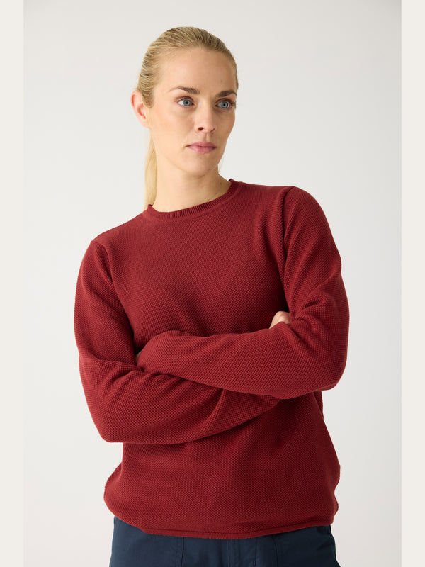 KnowledgeCotton Apparel - WMN Cotton micro bubble crew neck knit - Regenerative Organic Certified® - GOTS/vegan Knits 1478 Fired Brick
