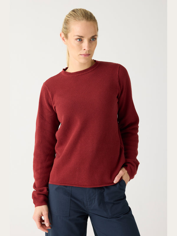KnowledgeCotton Apparel - WMN Cotton micro bubble crew neck knit - Regenerative Organic Certified® - GOTS/vegan Knits 1478 Fired Brick