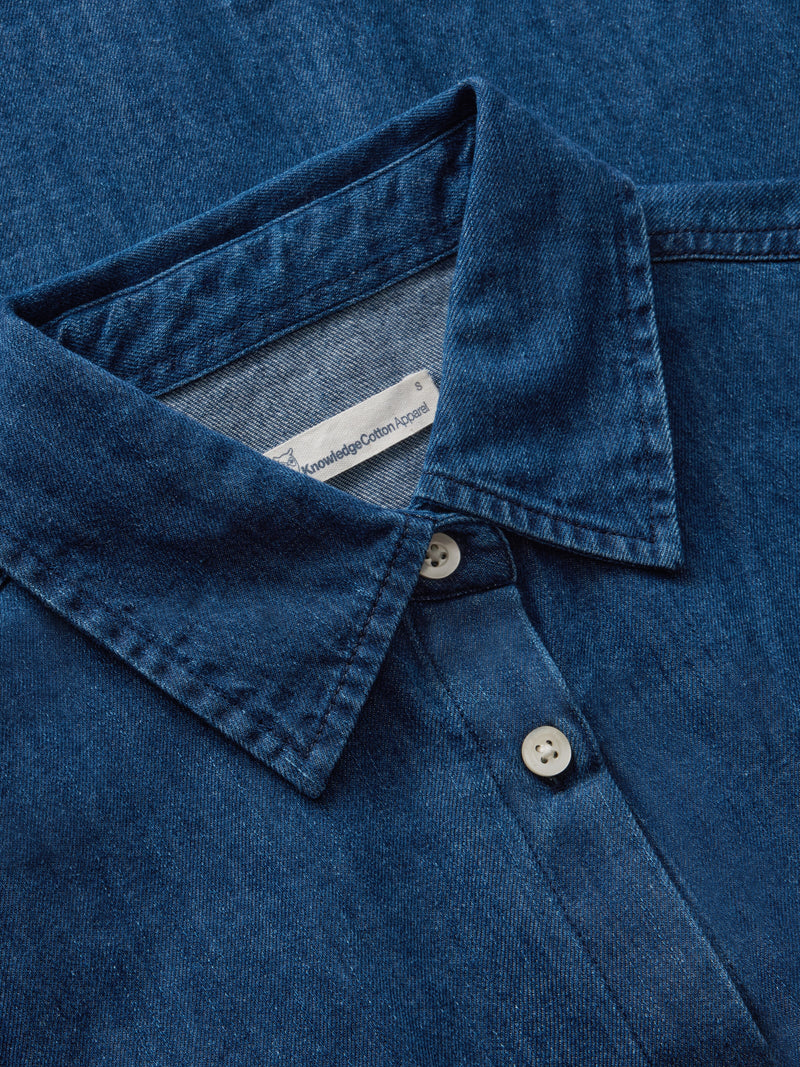 KnowledgeCotton Apparel - WMN Denim shirt Denim shirt 3059 Dark Blue denim
