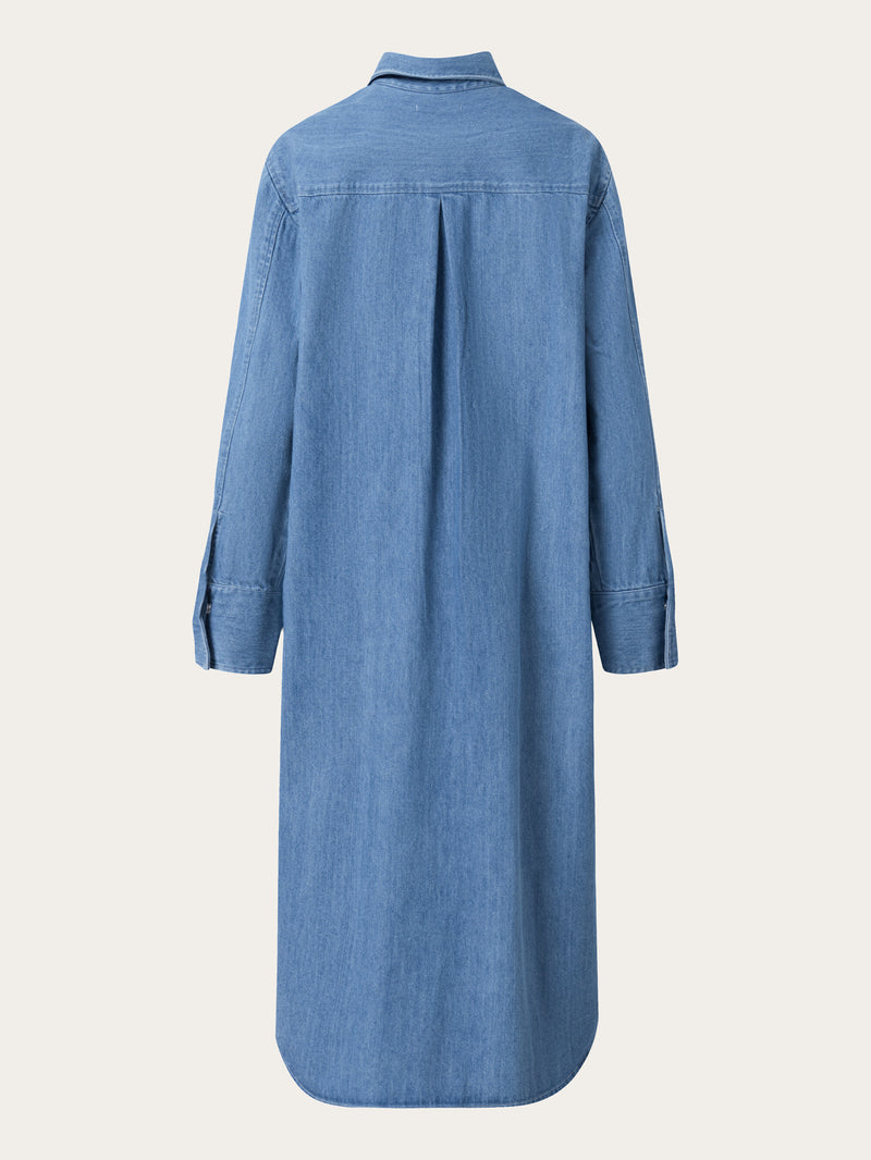 KnowledgeCotton Apparel - WMN Denim shirt dress Dresses 3035 Vintage Indigo