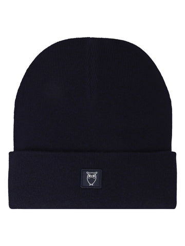 KnowledgeCotton Apparel - UNI Double layer wool beanie Hats 1001 Total Eclipse