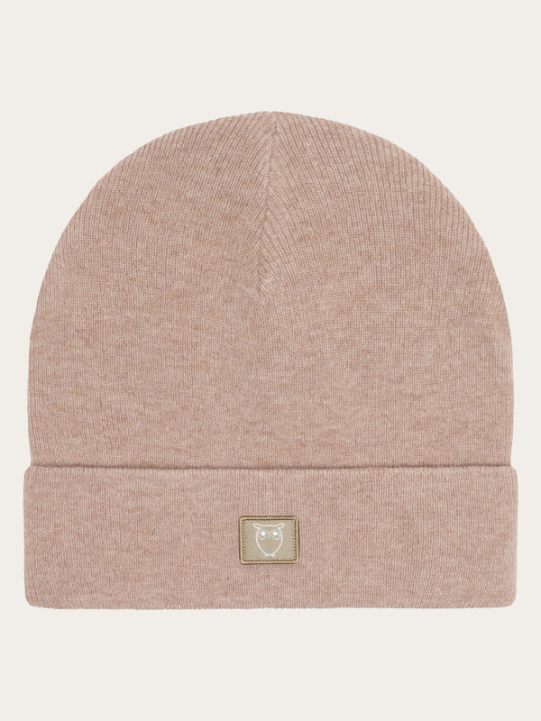 KnowledgeCotton Apparel - UNI Double layer wool beanie Hats 1336 Kelp melange