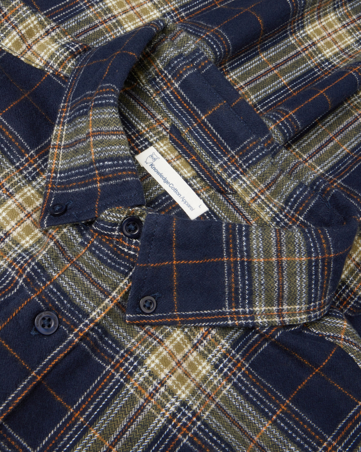 KnowledgeCotton Apparel - MEN Dune regular check flannel shirt Shirts 7021 blue check