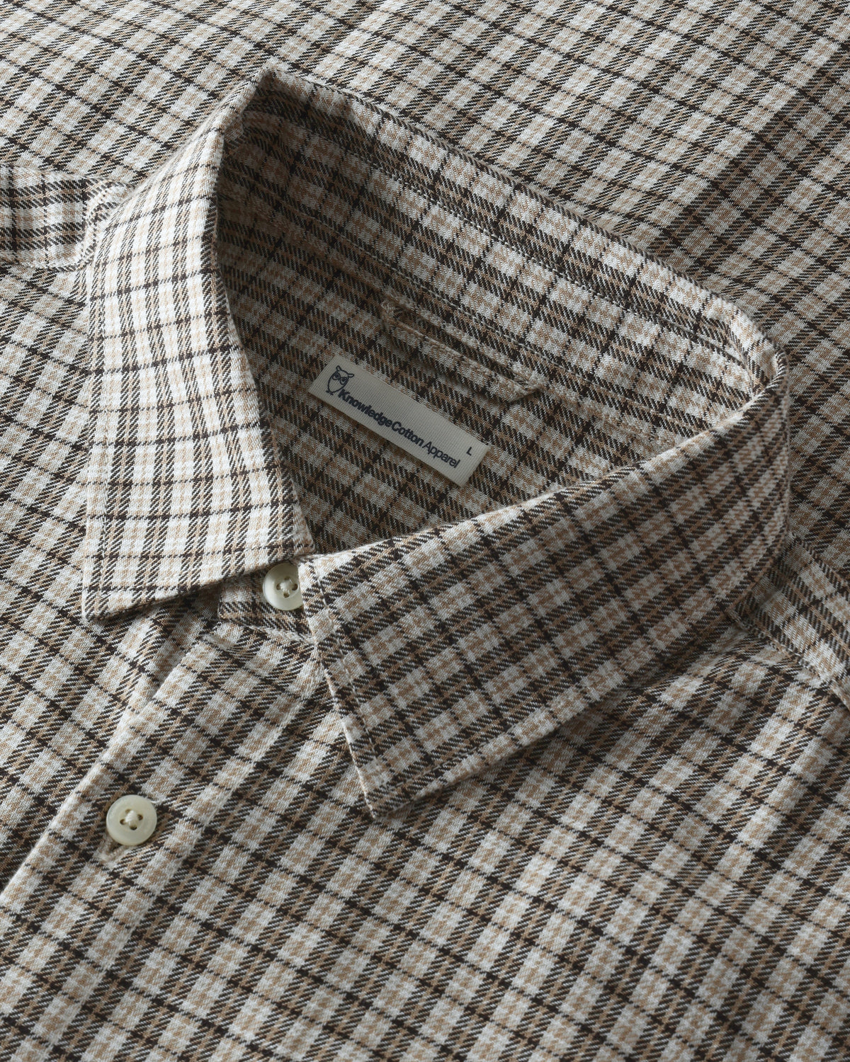 KnowledgeCotton Apparel - MEN Dune regular check shirt Shirts 7033 Creme check