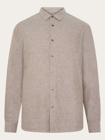 KnowledgeCotton Apparel - MEN Dune regular flannel shirt Shirts 1243 Demitasse (brown)