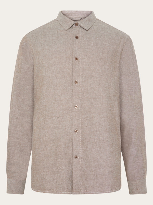 KnowledgeCotton Apparel - MEN Dune regular flannel shirt Shirts 1243 Demitasse (brown)