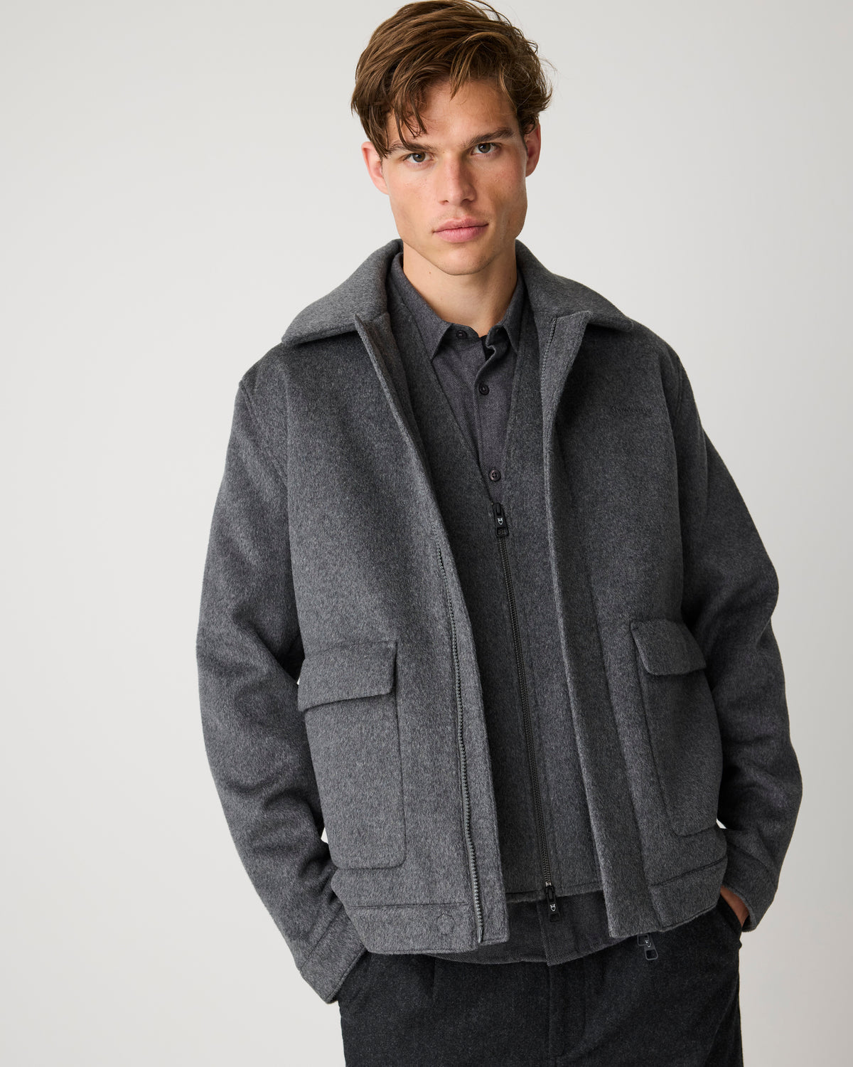 KnowledgeCotton Apparel - MEN Dune regular flannel shirt Shirts 1073 Dark Grey Melange