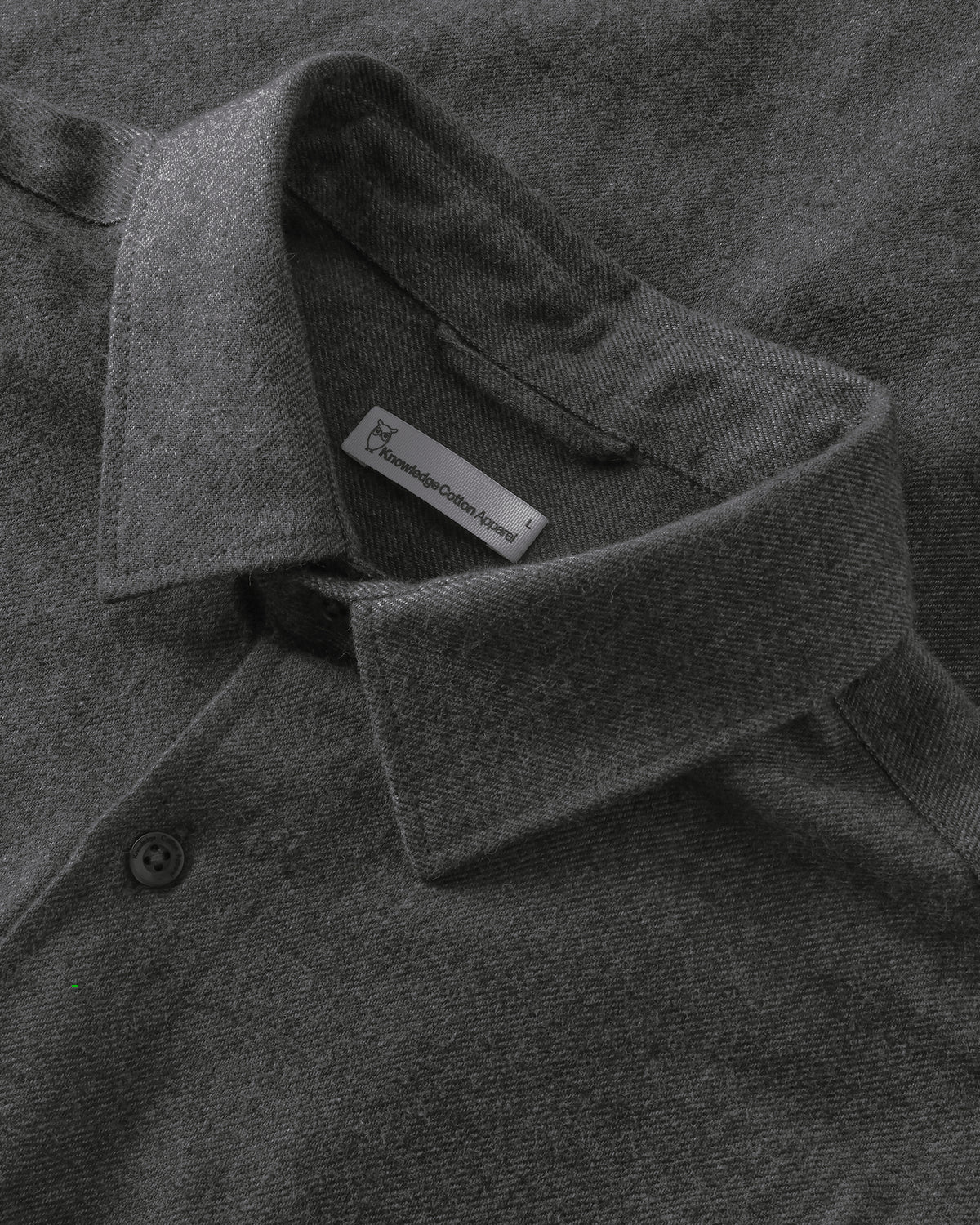 KnowledgeCotton Apparel - MEN Dune regular flannel shirt Shirts 1073 Dark Grey Melange