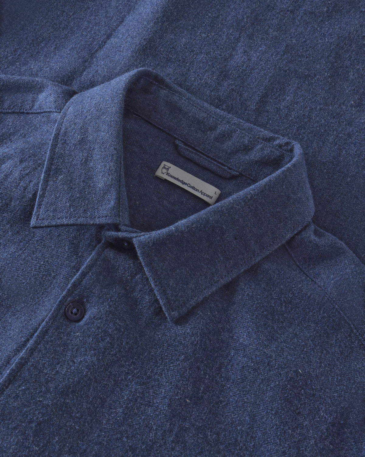 KnowledgeCotton Apparel - MEN Dune regular flannel shirt Shirts 1226 Vintage Indigo