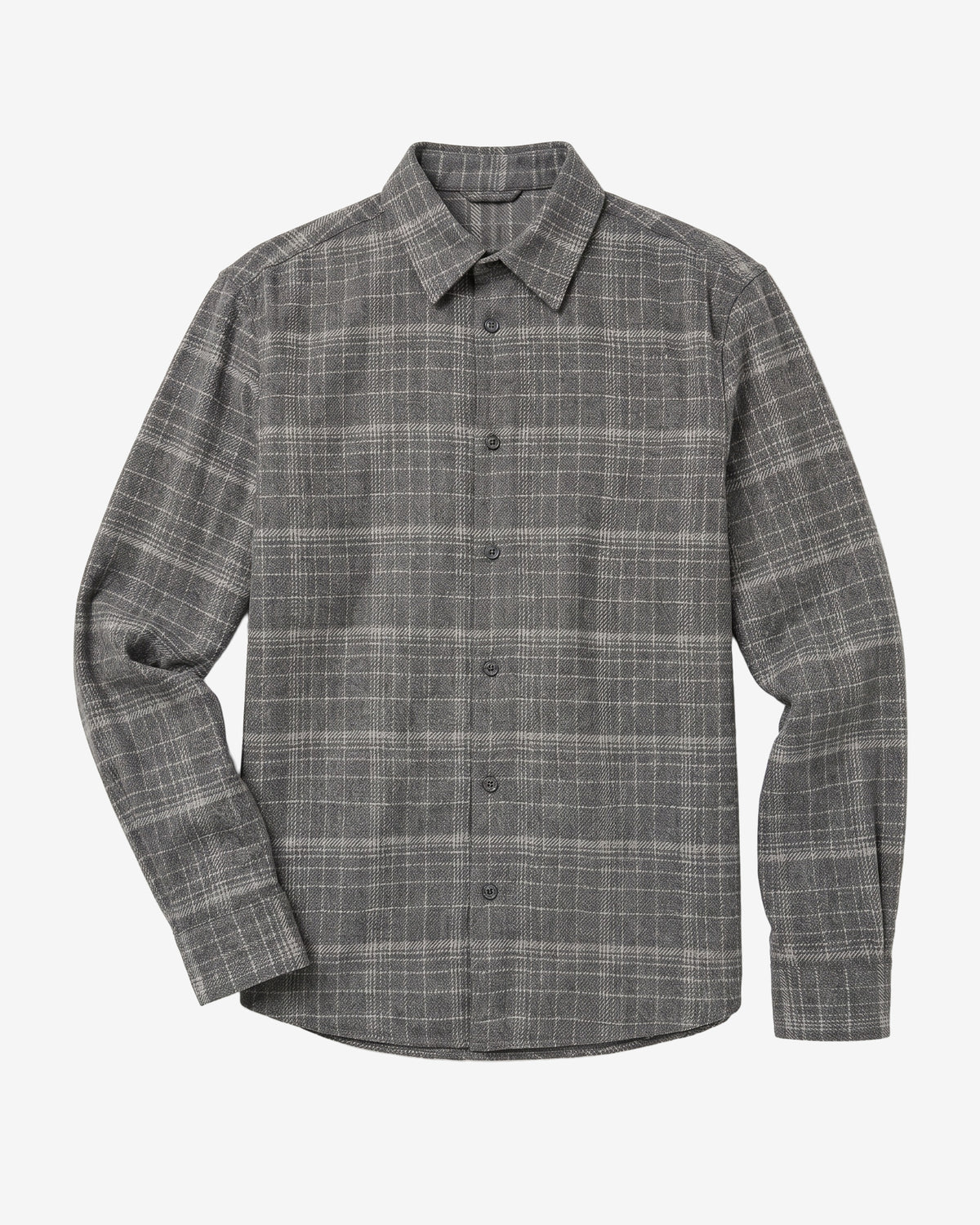 KnowledgeCotton Apparel - MEN Dune regular merino check shirt Shirts 7031 Grey check