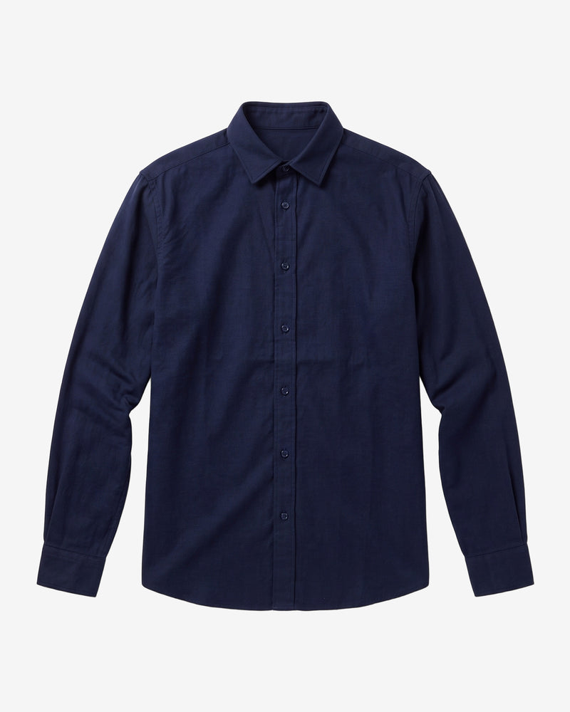 KnowledgeCotton Apparel - MEN Dune regular merino shirt Shirts 1412 Night Sky