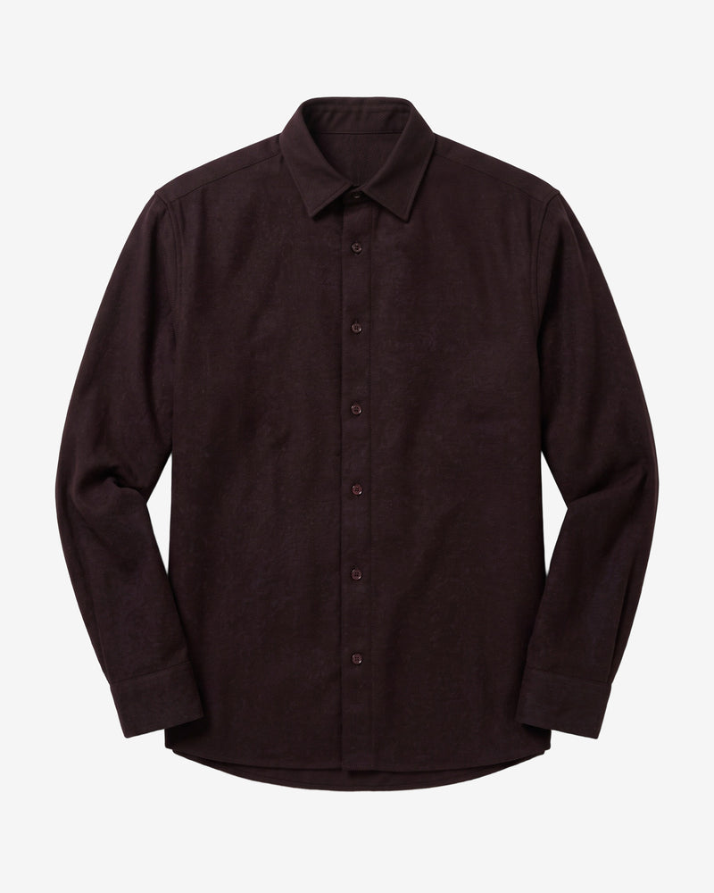 KnowledgeCotton Apparel - MEN Dune regular merino shirt Shirts 1487 Chocolate Torte
