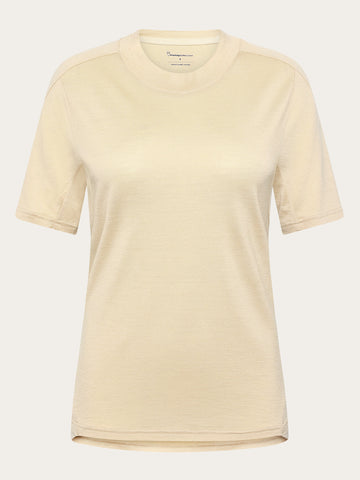 KnowledgeCotton Apparel - WMN Dynamic wool t-shirt T-shirts 1228 Light feather gray