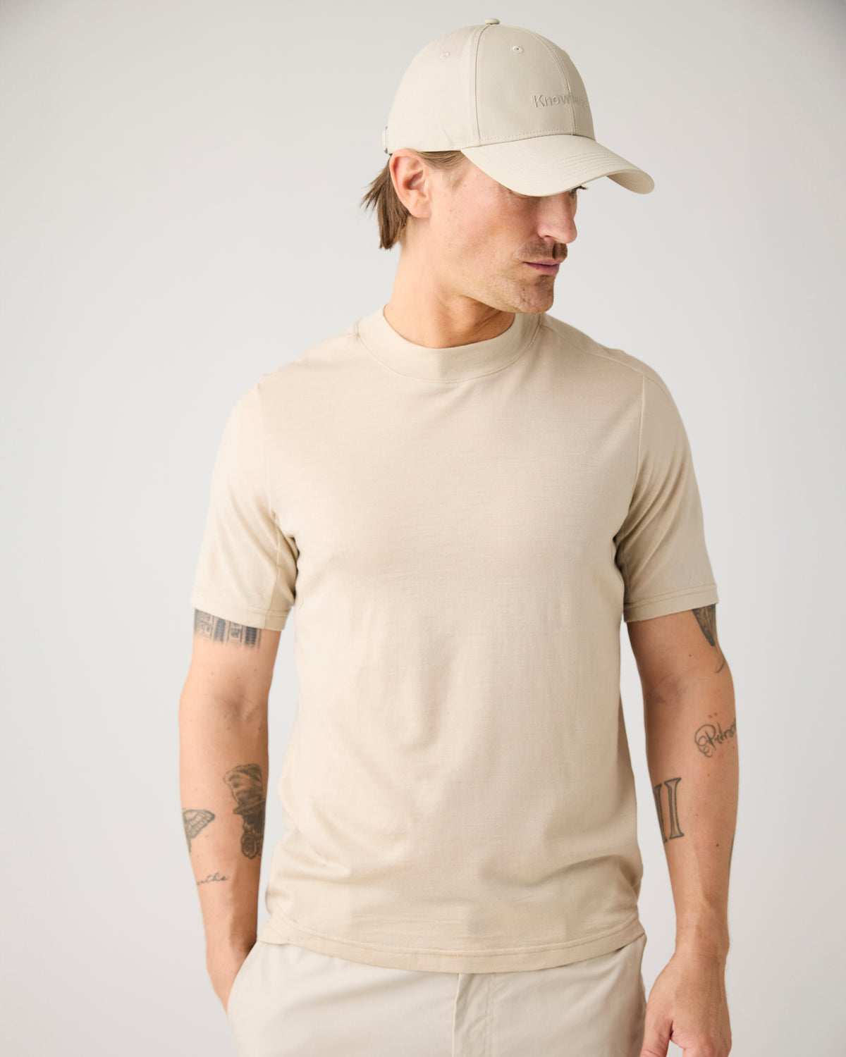 KnowledgeCotton Apparel - MEN Dynamic wool t-shirt T-shirts 1228 Light feather gray
