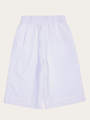 KnowledgeCotton Apparel - WMN Eve wide linen culotte shorts Shorts 1010 Bright White