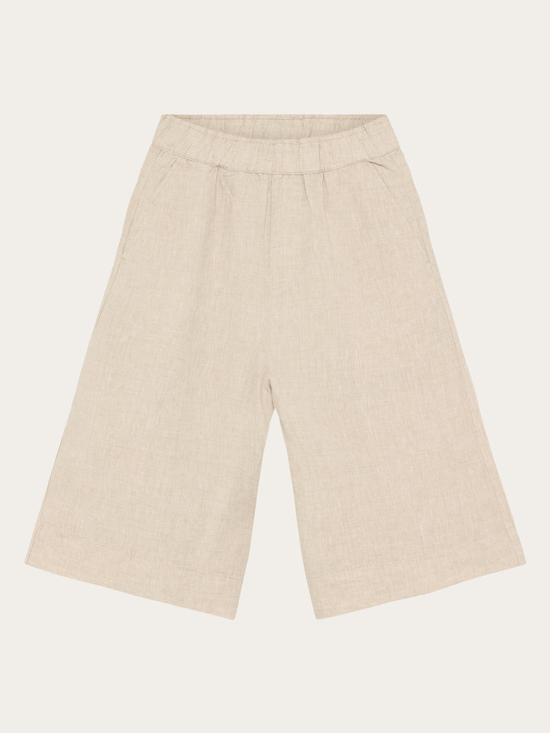 KnowledgeCotton Apparel - WMN EVE culotte high-rise wide linen shorts - GOTS/Vegan Shorts 1449 Yarndyed - Light feather gray
