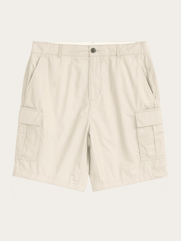 KnowledgeCotton Apparel - MEN FIG loose cargo poplin shorts - GOTS/Vegan Shorts 1228 Light feather gray