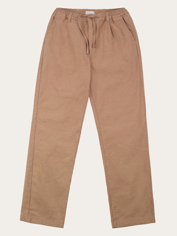 KnowledgeCotton Apparel - MEN FIG loose flannel chino pants Pants 1336 Kelp melange