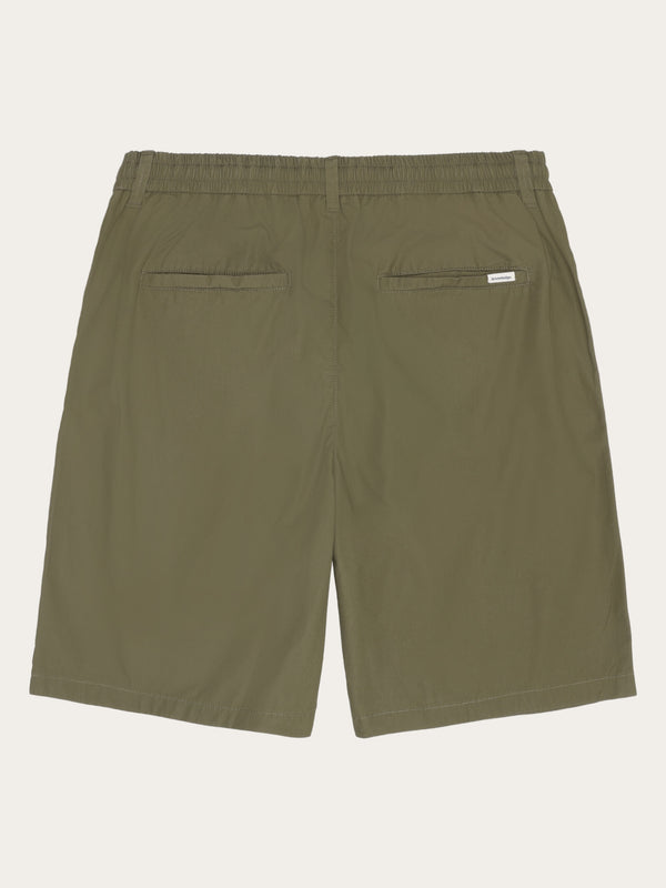 KnowledgeCotton Apparel - MEN FIG loose poplin elastic waist string shorts - GOTS/Vegan Shorts 1068 Burned Olive
