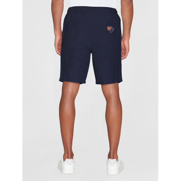 KnowledgeCotton Apparel - MEN FIG shorts with embroidery - GOTS/Vegan Shorts 1412 Night Sky