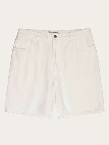 KnowledgeCotton Apparel - MEN FLINT 5-pocket raw twill shorts - GOTS/Vegan Shorts 1387 Egret