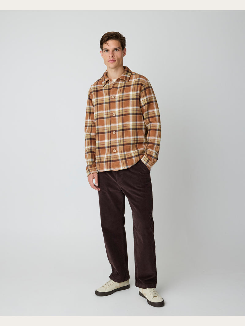 KnowledgeCotton Apparel - MEN FLINT wide corduroy chino pants Pants 1487 Chocolate Torte