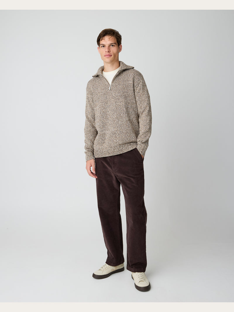 KnowledgeCotton Apparel - MEN FLINT wide corduroy chino pants Pants 1487 Chocolate Torte