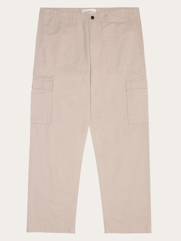 KnowledgeCotton Apparel - MEN FLINT wide slub yarn pants - GOTS/Vegan Pants 1228 Light feather gray