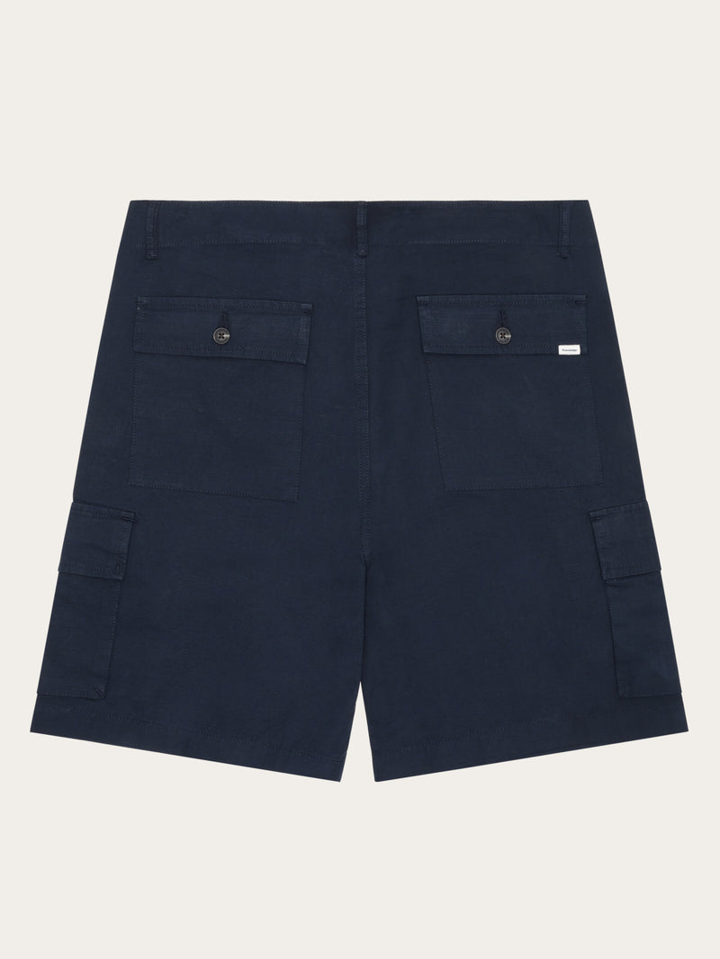 KnowledgeCotton Apparel - MEN FLINT wide slub yarn shorts - GOTS/Vegan Shorts 1001 Total Eclipse