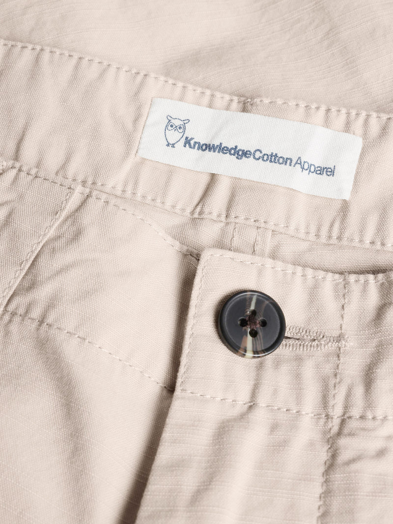 KnowledgeCotton Apparel - MEN FLINT wide slub yarn shorts - GOTS/Vegan Shorts 1228 Light feather gray