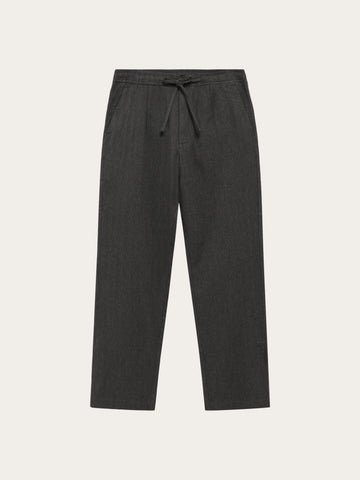 KnowledgeCotton Apparel - MEN Fig comfort herringbone pants Pants 1073 Dark Grey Melange