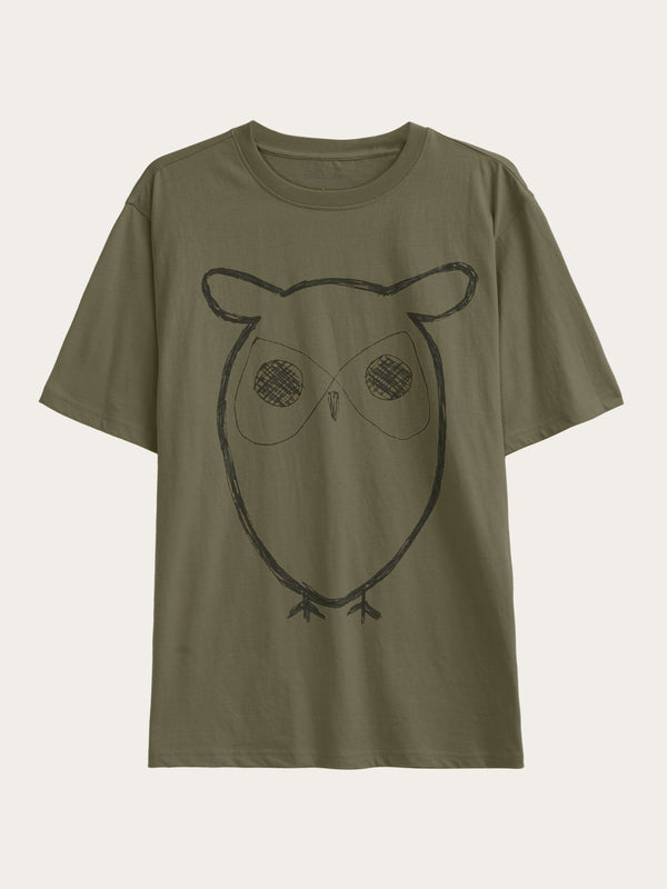 KnowledgeCotton Apparel - MEN Front print t-shirt T-shirts 1068 Burned Olive