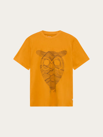 KnowledgeCotton Apparel - MEN Front print t-shirt T-shirts 1502 Golden Oak