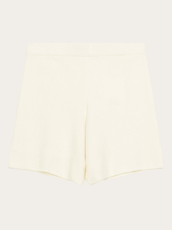 KnowledgeCotton Apparel - WMN GALE mid-rise cotton racking stich shorts - GOTS/Vegan Shorts 1387 Egret